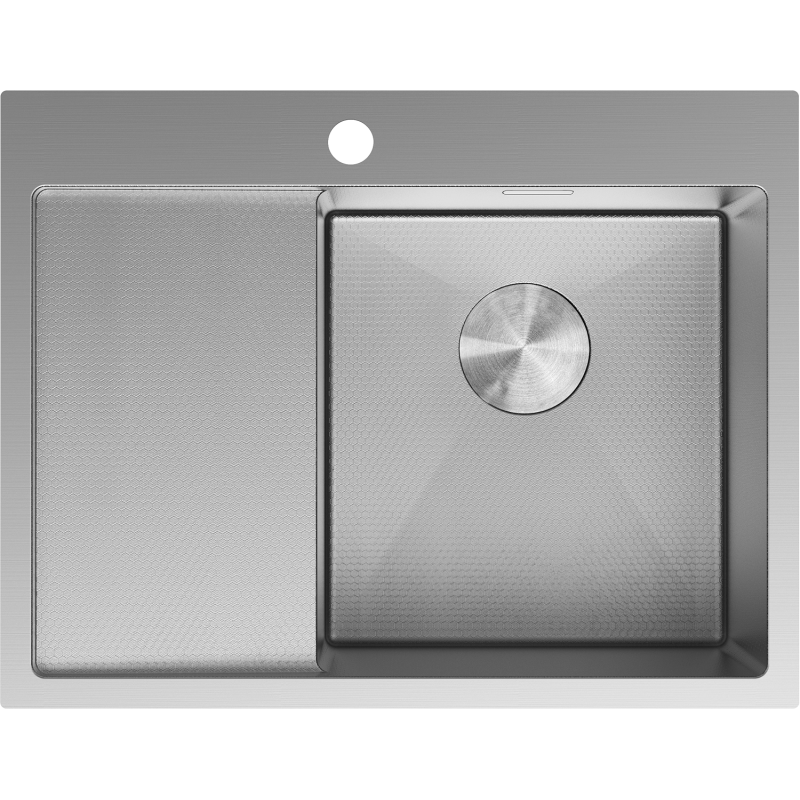 Mexen Exar Edelstahlspüle 1-becken mit Abtropffläche, rechts 620 x 480 mm, Inox HC - 6432621005P-01HC