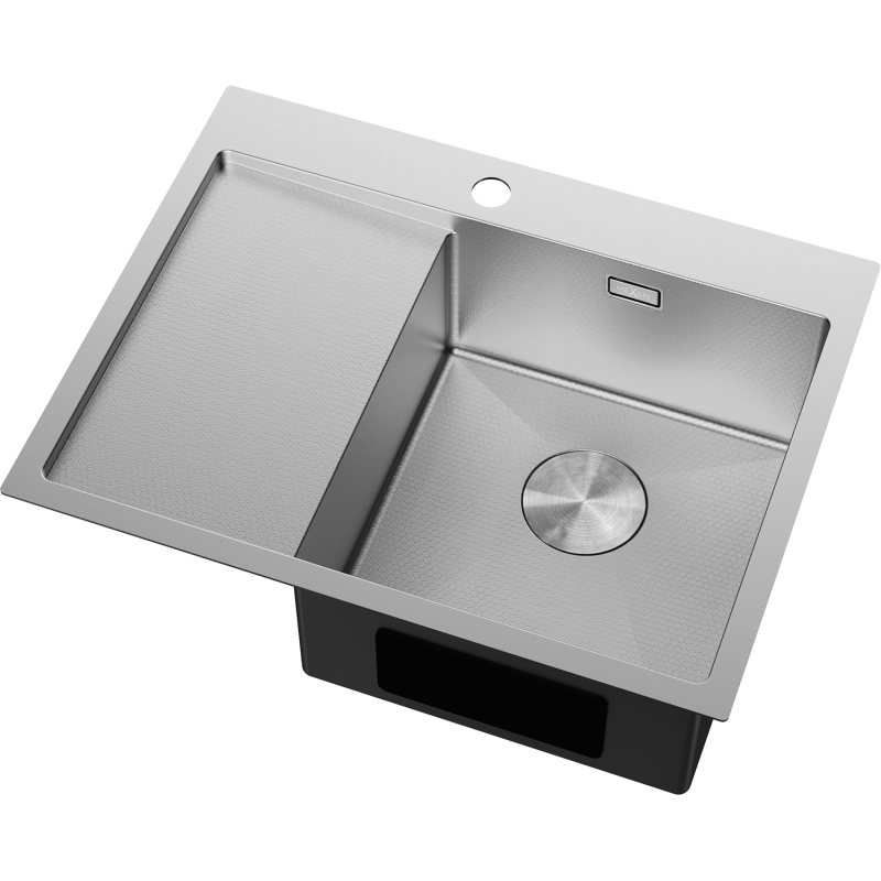 Mexen Exar Edelstahlspüle 1-becken mit Abtropffläche, rechts 620 x 480 mm, Inox HC - 6432621005P-01HC