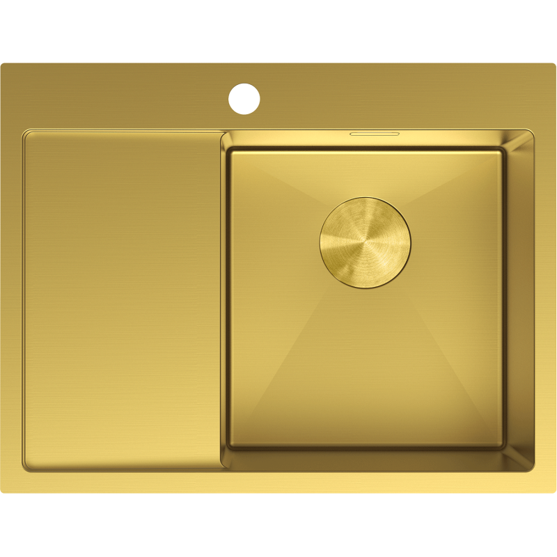 Mexen Exar Edelstahlspüle 1-beckig mit Abtropffläche, rechts 620 x 480 mm, gold - 6432621005P-55