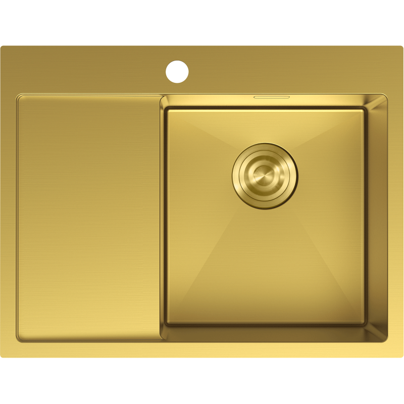 Mexen Exar Edelstahlspüle 1-beckig mit Abtropffläche, rechts 620 x 480 mm, gold - 6432621005P-55
