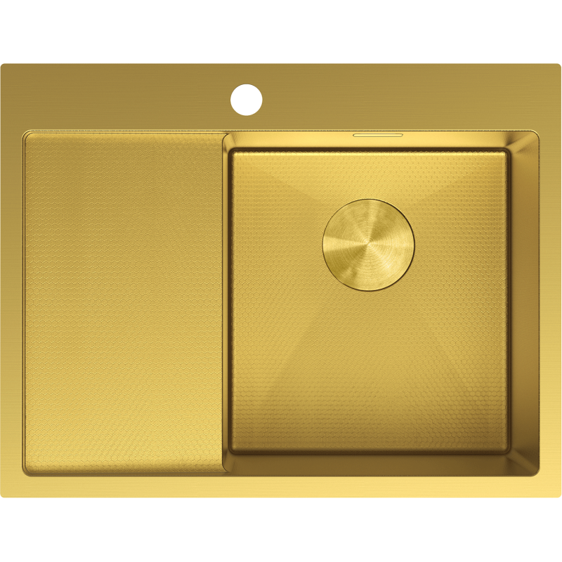 Mexen Exar Edelstahlspüle mit 1 Becken und Abtropffläche, rechts 620 x 480 mm, golden HC - 6432621005P-55HC
