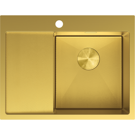 Mexen Exar Edelstahlspüle mit 1 Becken und Abtropffläche, rechts 620 x 480 mm, golden HC - 6432621005P-55HC