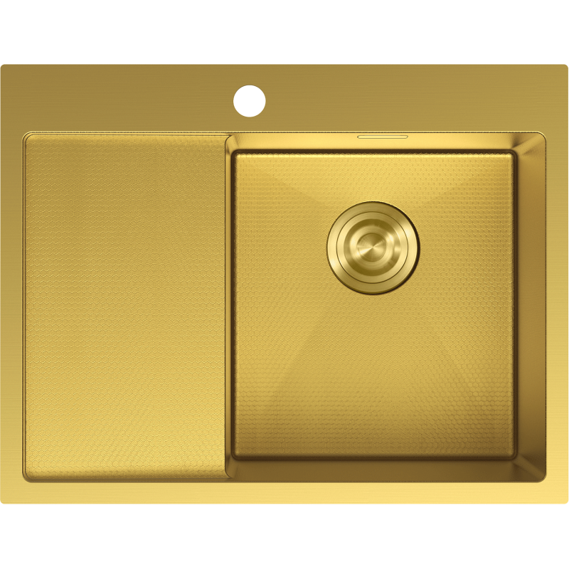 Mexen Exar Edelstahlspüle mit 1 Becken und Abtropffläche, rechts 620 x 480 mm, golden HC - 6432621005P-55HC