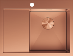 Mexen Exar Edelstahlspüle 1-Becken mit Abtropffläche, rechts 620 x 480 mm, Kupfer - 6432621005P-65