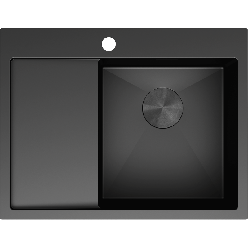 Mexen Exar Edelstahlspüle 1-becken mit Abtropffläche, rechts 620 x 480 mm, schwarz - 6432621005P-70