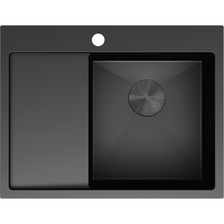 Mexen Exar Edelstahlspüle 1-becken mit Abtropffläche, rechts 620 x 480 mm, schwarz - 6432621005P-70