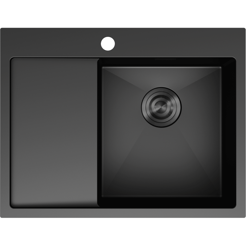 Mexen Exar Edelstahlspüle 1-becken mit Abtropffläche, rechts 620 x 480 mm, schwarz - 6432621005P-70
