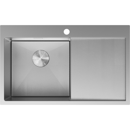 Mexen Exar Edelstahlspüle, 1-beckig mit Abtropffläche, links 780 x 480 mm, Inox HC - 6433781010L-01HC