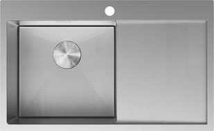 Mexen Exar Edelstahlspüle 1-becken mit Tropffläche links 780 x 480 mm, inox HC - 6433781010L-01HC