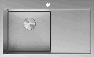 Mexen Exar Edelstahlspüle, 1-beckig mit Abtropffläche, links 780 x 480 mm, Inox HC - 6433781010L-01HC