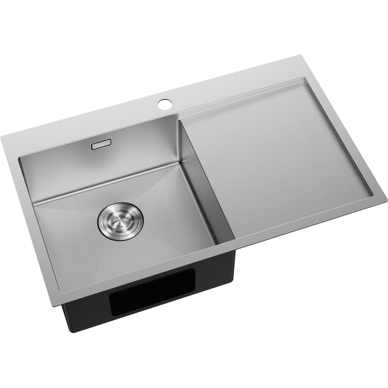 Mexen Exar Edelstahlspüle, 1-beckig mit Abtropffläche, links 780 x 480 mm, Inox HC - 6433781010L-01HC