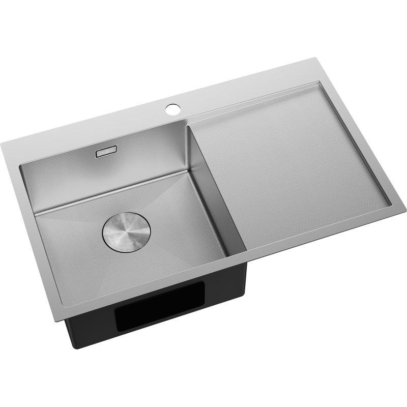 Mexen Exar Edelstahlspüle, 1-beckig mit Abtropffläche, links 780 x 480 mm, Inox HC - 6433781010L-01HC
