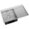 Mexen Exar Edelstahlspüle, 1-beckig mit Abtropffläche, links 780 x 480 mm, Inox HC - 6433781010L-01HC