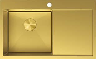 Mexen Exar Edelstahlspüle 1-Becken mit Abtropffläche links 780 x 480 mm, goldfarben - 6433781010L-55