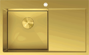 Mexen Exar Edelstahlspüle 1-beckig mit Abtropffläche, links 780 x 480 mm, gold - 6433781010L-55