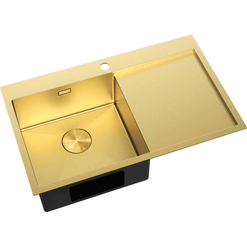 Mexen Exar Edelstahlspüle 1-beckig mit Abtropffläche, links 780 x 480 mm, gold - 6433781010L-55