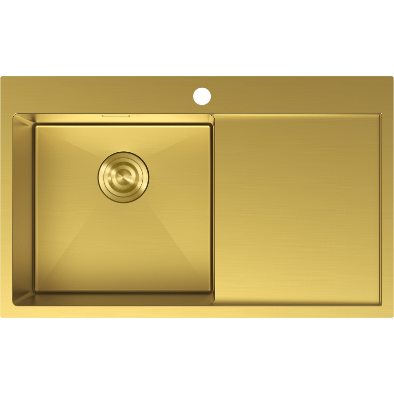 Mexen Exar Edelstahlspüle 1-beckig mit Abtropffläche, links 780 x 480 mm, gold - 6433781010L-55