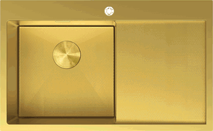 Mexen Exar einzelner Edelstahlspülbecken mit Abtropffläche, links 780 x 480 mm, gold HC - 6433781010L-55HC
