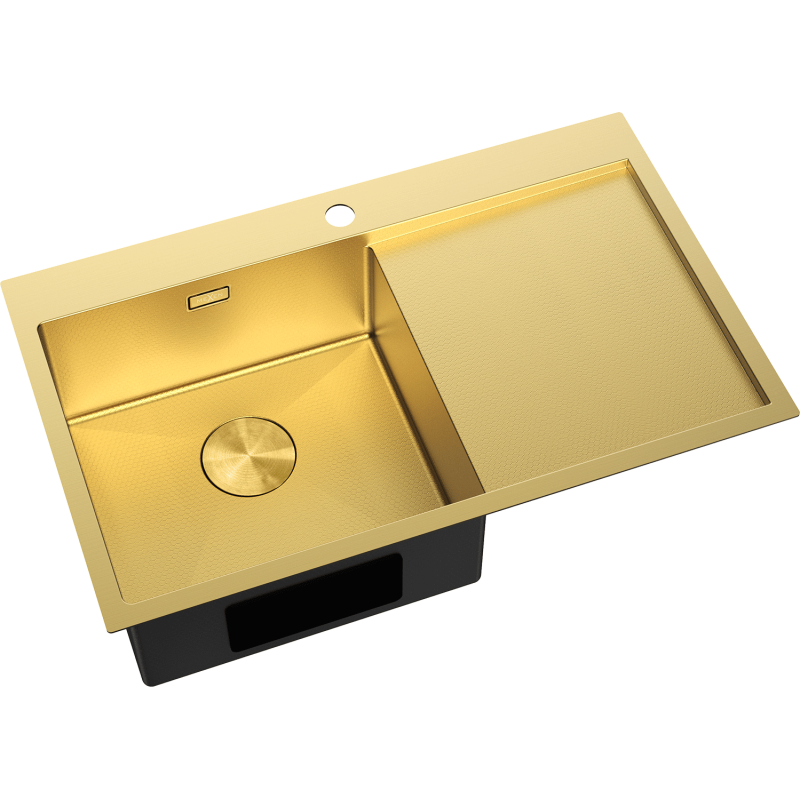 Mexen Exar einzelner Edelstahlspülbecken mit Abtropffläche, links 780 x 480 mm, gold HC - 6433781010L-55HC