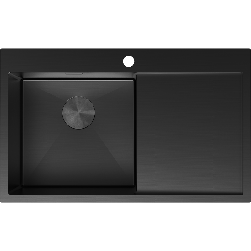 Mexen Exar 1-becken Edelstahlspüle mit Abtropffläche, links 780 x 480 mm, schwarz - 6433781010L-70