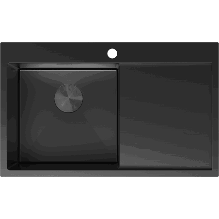 Mexen Exar 1-becken Edelstahlspüle mit Abtropffläche, links 780 x 480 mm, schwarz - 6433781010L-70