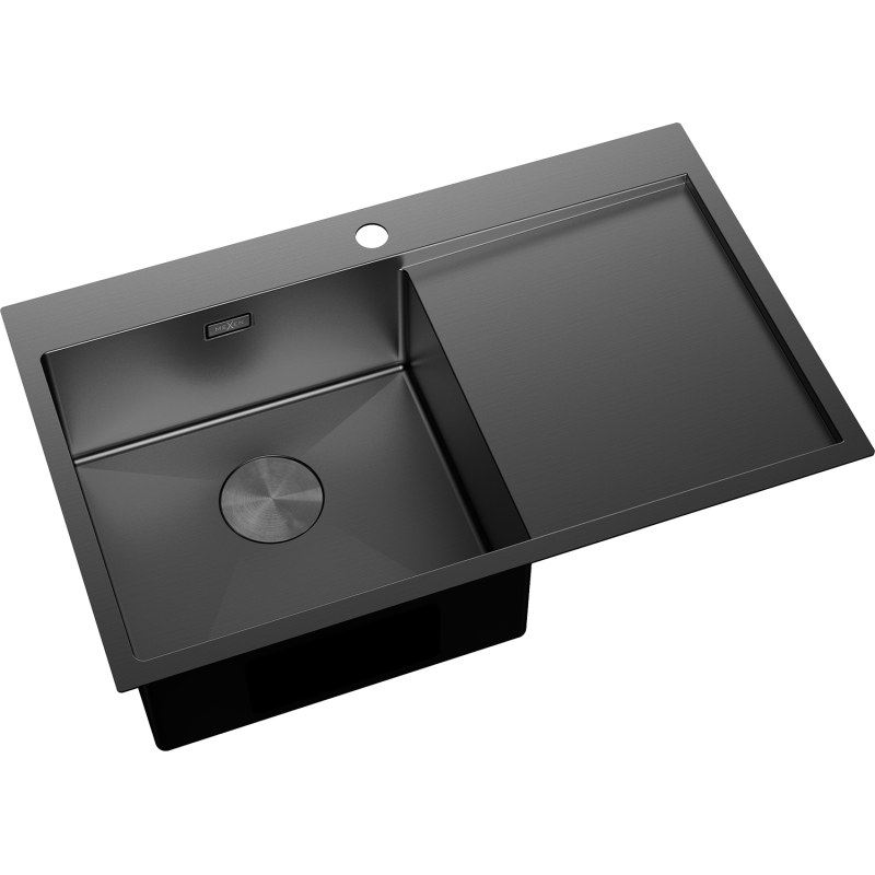 Mexen Exar 1-becken Edelstahlspüle mit Abtropffläche, links 780 x 480 mm, schwarz - 6433781010L-70