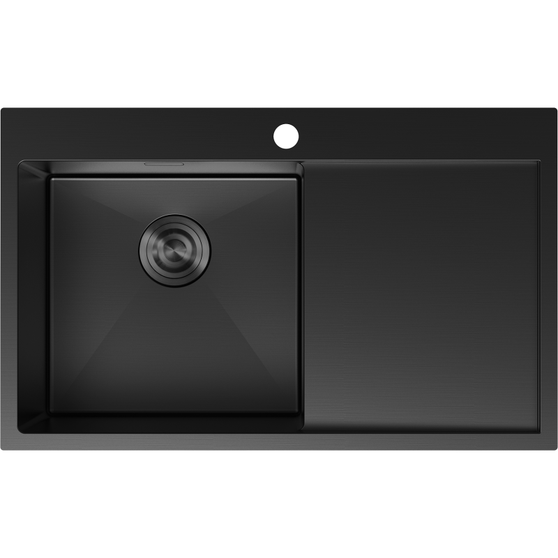 Mexen Exar 1-becken Edelstahlspüle mit Abtropffläche, links 780 x 480 mm, schwarz - 6433781010L-70
