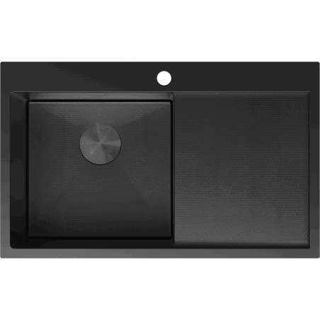 Mexen Exar Edelstahlspüle 1-beckig mit Abtropffläche, links 780 x 480 mm, schwarz HC - 6433781010L-70HC