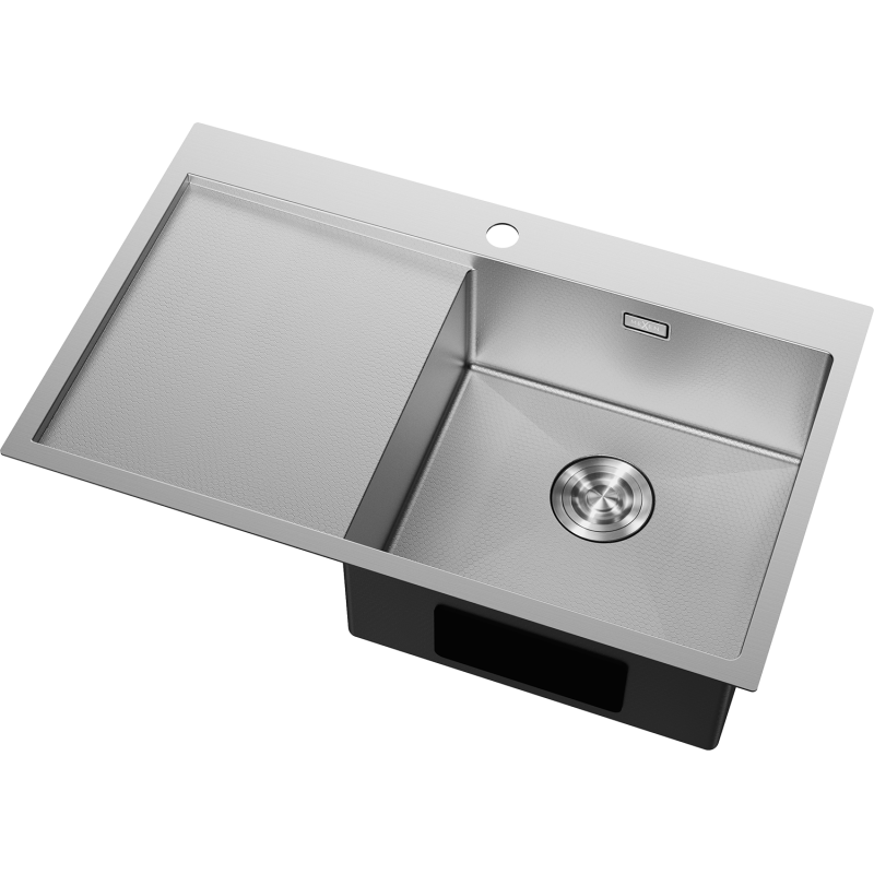Mexen Exar Edelstahlspüle 1-beckig mit Abtropffläche, rechts 780 x 480 mm, Inox HC - 6434781010P-01HC