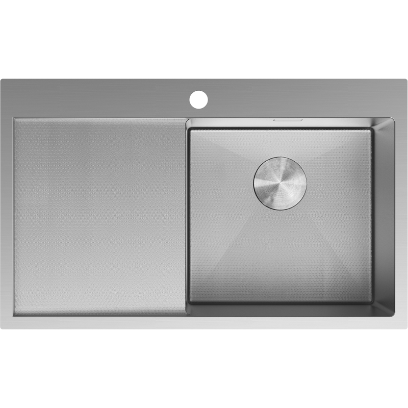 Mexen Exar Edelstahlspüle 1-beckig mit Abtropffläche, rechts 780 x 480 mm, Inox HC - 6434781010P-01HC