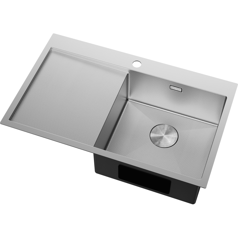 Mexen Exar Edelstahlspüle 1-beckig mit Abtropffläche, rechts 780 x 480 mm, Inox HC - 6434781010P-01HC