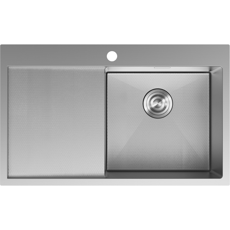 Mexen Exar Edelstahlspüle 1-beckig mit Abtropffläche, rechts 780 x 480 mm, Inox HC - 6434781010P-01HC