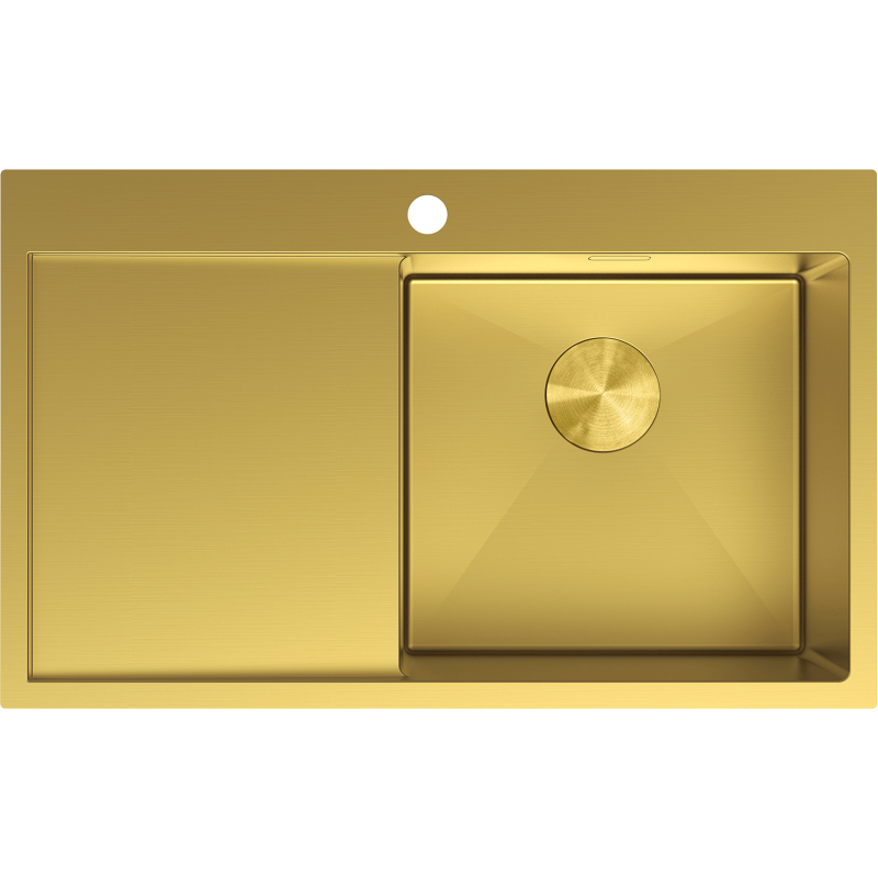 Mexen Exar Stahlspüle mit 1 Becken und Abtropffläche, rechts, 780 x 480 mm, gold - 6434781010P-55