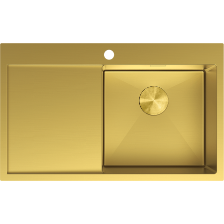 Mexen Exar Stahlspüle mit 1 Becken und Abtropffläche, rechts, 780 x 480 mm, gold - 6434781010P-55