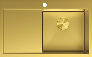 Mexen Exar Edelstahlspüle 1-Becken mit Abtropffläche rechts 780 x 480 mm, gold - 6434781010P-55