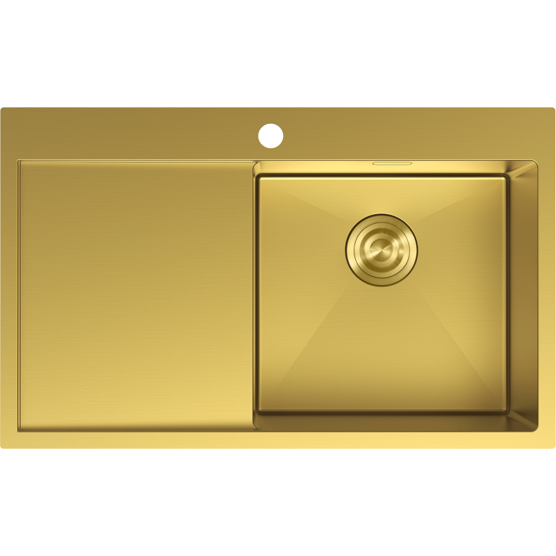 Mexen Exar Stahlspüle mit 1 Becken und Abtropffläche, rechts, 780 x 480 mm, gold - 6434781010P-55