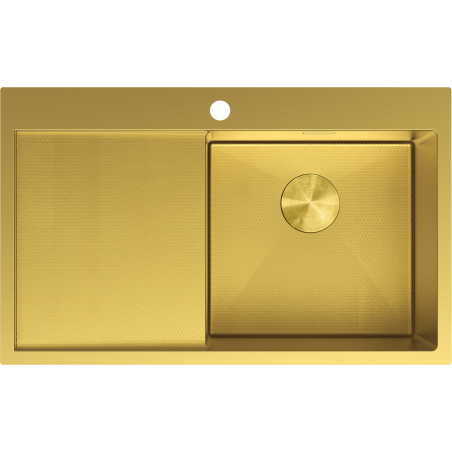 Mexen Exar Edelstahlspüle 1-Becken mit Abtropffläche, rechts 780 x 480 mm, gold HC - 6434781010P-55HC