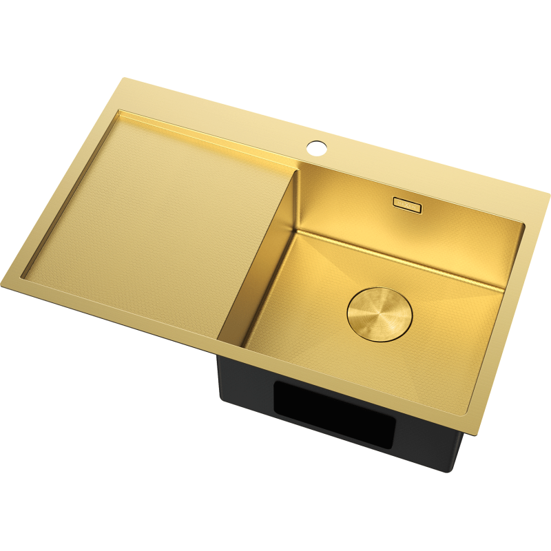 Mexen Exar Edelstahlspüle 1-Becken mit Abtropffläche, rechts 780 x 480 mm, gold HC - 6434781010P-55HC