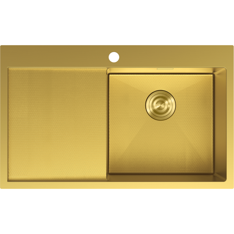 Mexen Exar Edelstahlspüle 1-Becken mit Abtropffläche, rechts 780 x 480 mm, gold HC - 6434781010P-55HC