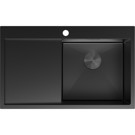 Mexen Exar Stahlspüle 1-beckig mit Abtropffläche, rechts 780 x 480 mm, schwarz - 6434781010P-70
