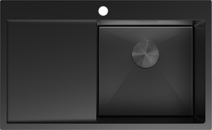 Mexen Exar Edelstahlspüle 1-beckig mit Ablage rechts 780 x 480 mm, schwarz - 6434781010P-70
