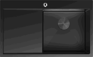 Mexen Exar Stahlspüle 1-beckig mit Abtropffläche, rechts 780 x 480 mm, schwarz - 6434781010P-70