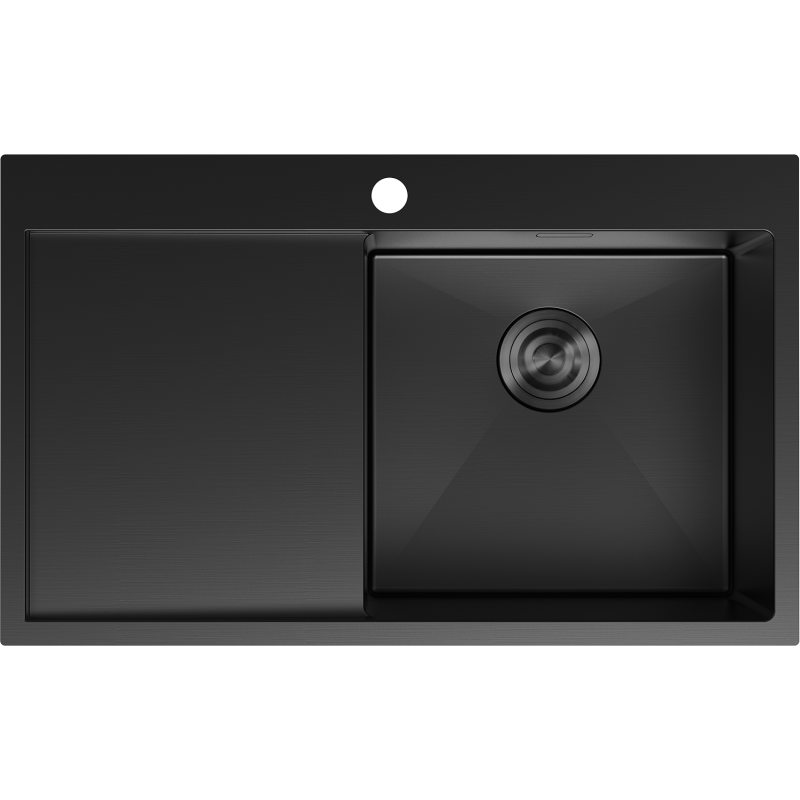 Mexen Exar Stahlspüle 1-beckig mit Abtropffläche, rechts 780 x 480 mm, schwarz - 6434781010P-70