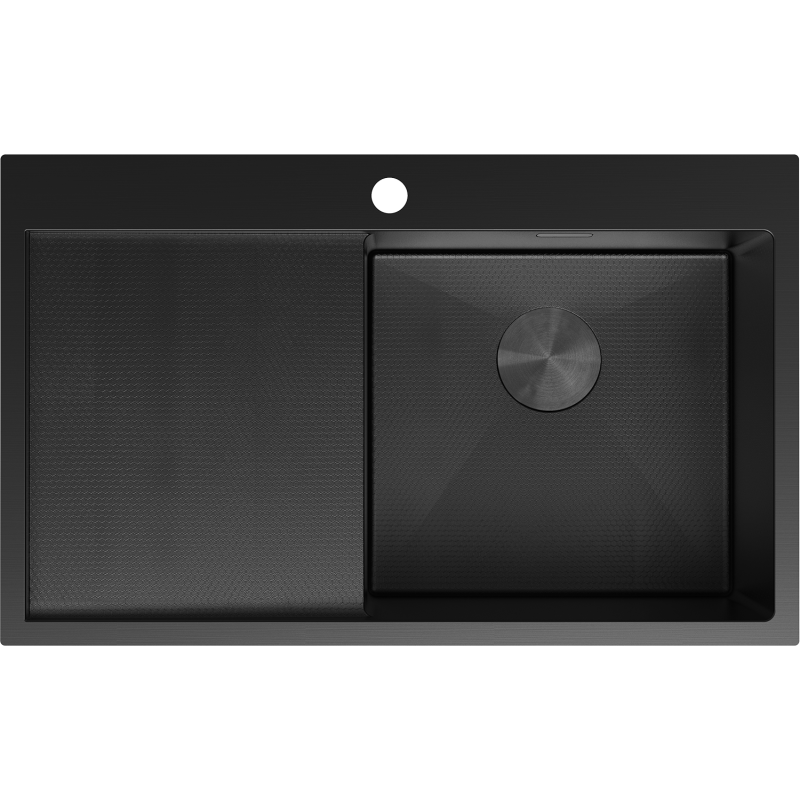 Mexen Exar Edelstahlspüle 1-becken mit Abtropffläche, rechts 780 x 480 mm, schwarz HC - 6434781010P-70HC