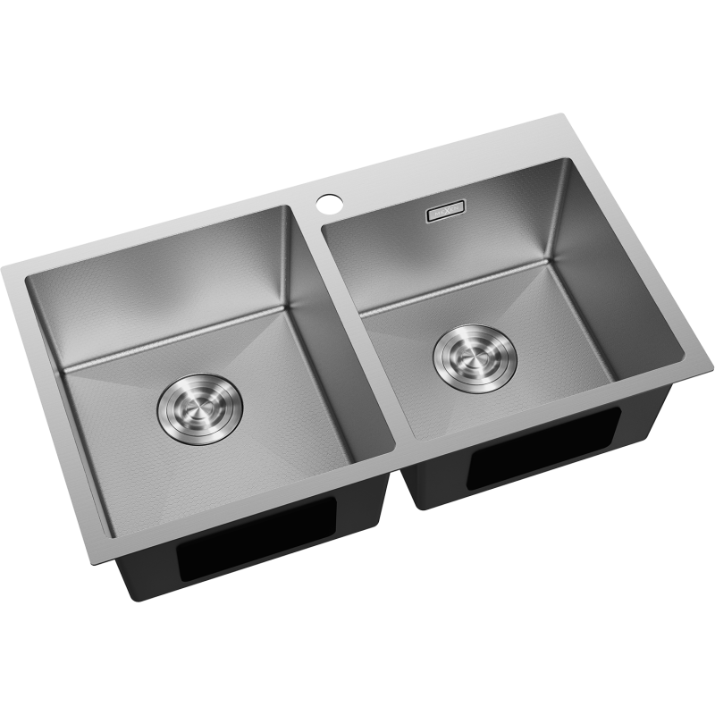 Mexen Xorin Spülbecken aus Edelstahl, 2-becken, 780 x 450 mm, Inox HC -6441782000-01HC