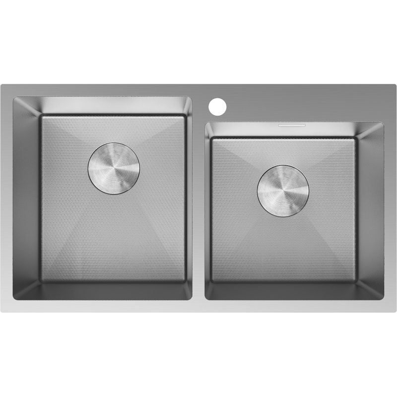 Mexen Xorin Spülbecken aus Edelstahl, 2-becken, 780 x 450 mm, Inox HC -6441782000-01HC