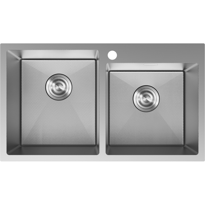Mexen Xorin Spülbecken aus Edelstahl, 2-becken, 780 x 450 mm, Inox HC -6441782000-01HC