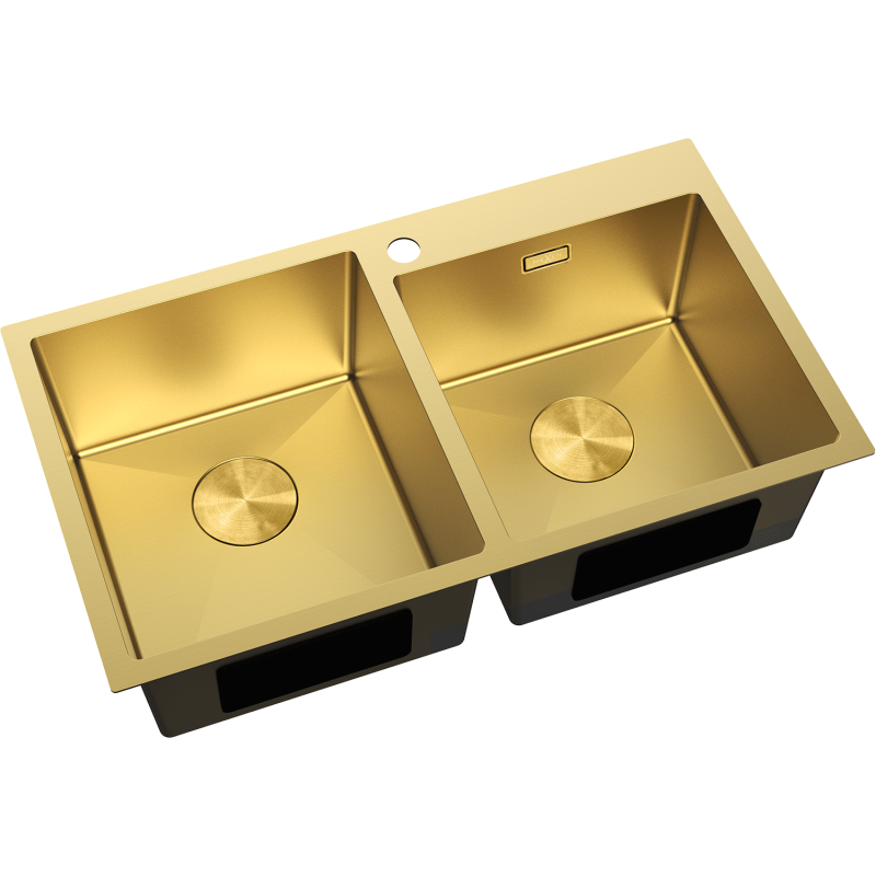 Mexen Xorin Doppelspülbecken aus Edelstahl 780 x 450 mm, gold - 6441782000-55