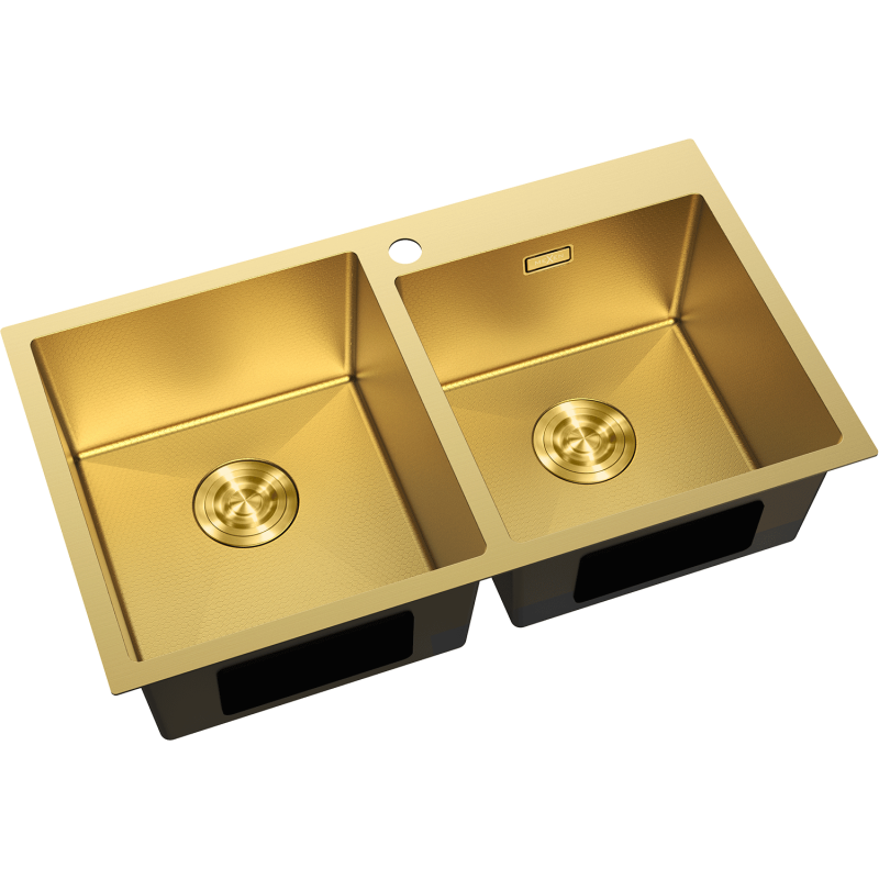 Mexen Xorin Spülbecken Edelstahl 2-Kammer 780 x 450 mm, gold HC - 6441782000-55HC