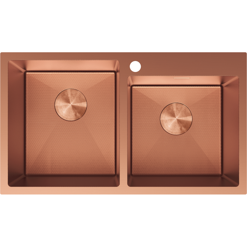 Mexen Xorin Doppelkammer-Edelstahlspüle 780 x 450 mm, Kupfer HC - 6441782000-65HC